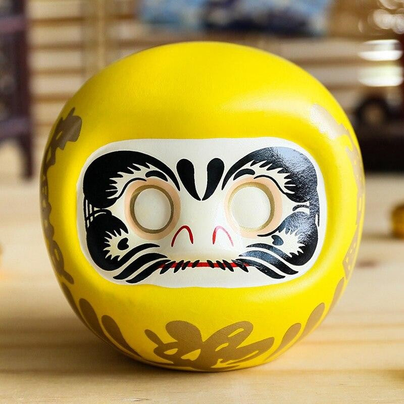 Hucha Daruma Amarillo Ojos Vacíos Exámenes - Ropa Japonesa