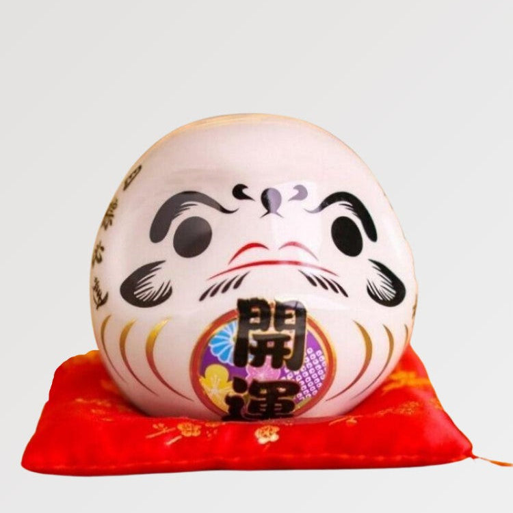 Hucha Daruma Blanco 'Fortuna' Kanji Kaiun - Ropa Japonesa