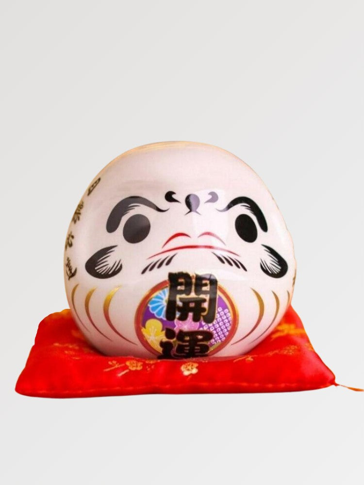 Hucha Daruma Blanco 'Fortuna' Kanji Kaiun - Ropa Japonesa