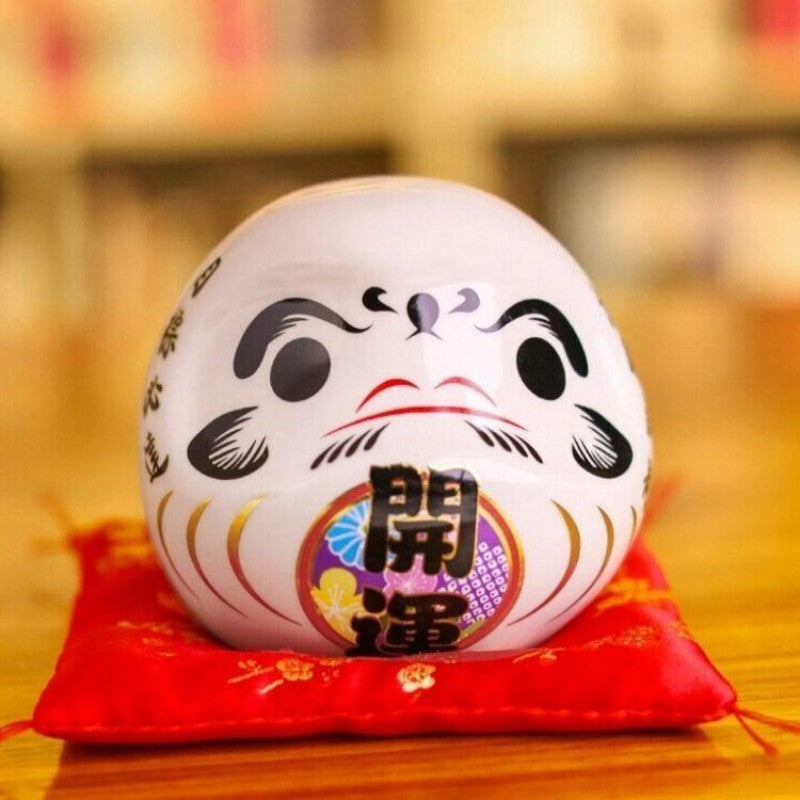 Hucha Daruma Blanco 'Fortuna' Kanji Kaiun - Ropa Japonesa