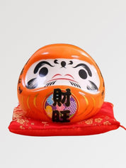 Hucha Daruma Naranja 'Prosperidad' Kanji Zaiō - Ropa Japonesa