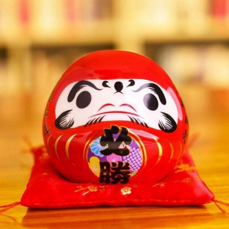 Hucha Daruma Rojo 'Victoria' Kanji Hisshō - Ropa Japonesa