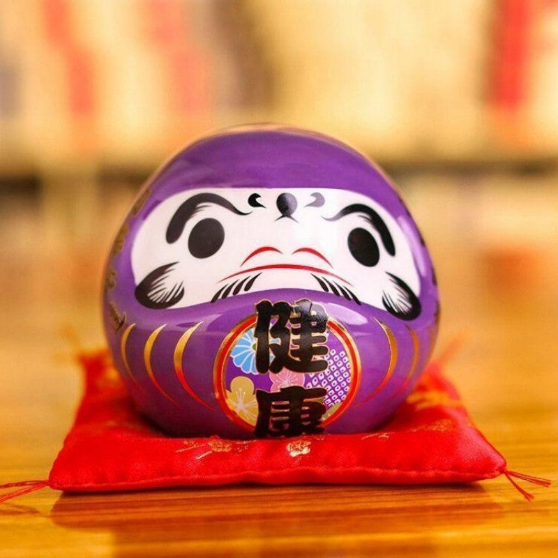 Hucha Daruma Violeta 'Salud' Kanji Kenkō - Ropa Japonesa