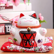 Hucha maneki-neko Pandereta con tambor taiko y baquetas de porcelana pintada a mano Ropa Japonesa