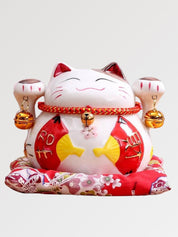Hucha maneki-neko Fans con gran abanico sensu kachō-ga de porcelana pintada a mano Ropa Japonesa