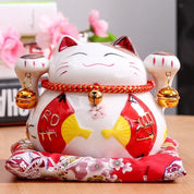 Hucha maneki-neko Fans con gran abanico sensu kachō-ga de porcelana pintada a mano Ropa Japonesa