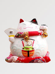 Hucha maneki-neko Kanji Torii con cartel caligrafiado kakemono de porcelana pintada a mano Ropa Japonesa