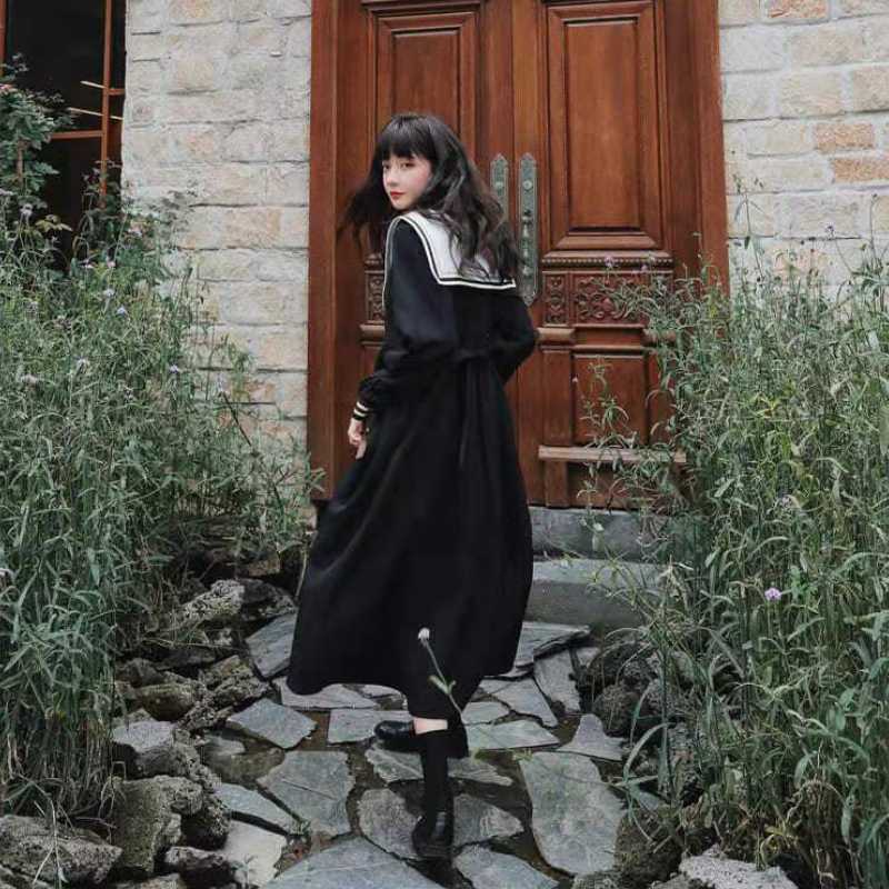 Vestido negro japonés 'Sashiko'
