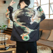 Kimono japonés Shen-Long con estampado de dragones para hombre