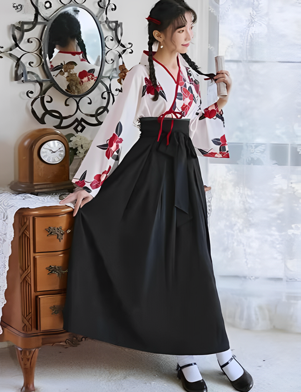 Vestido japonés para niña en color orquídea púrpura