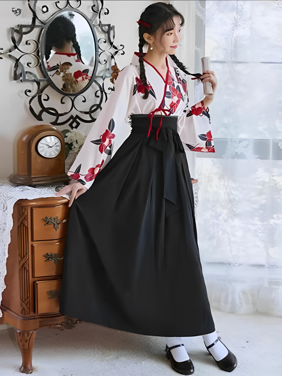 Vestido japonés para niña en color orquídea púrpura