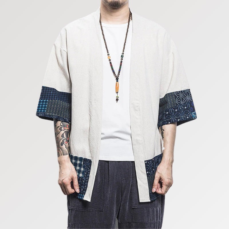 Chaqueta kimono japonesa para hombre con motivos tradicionales en las mangas