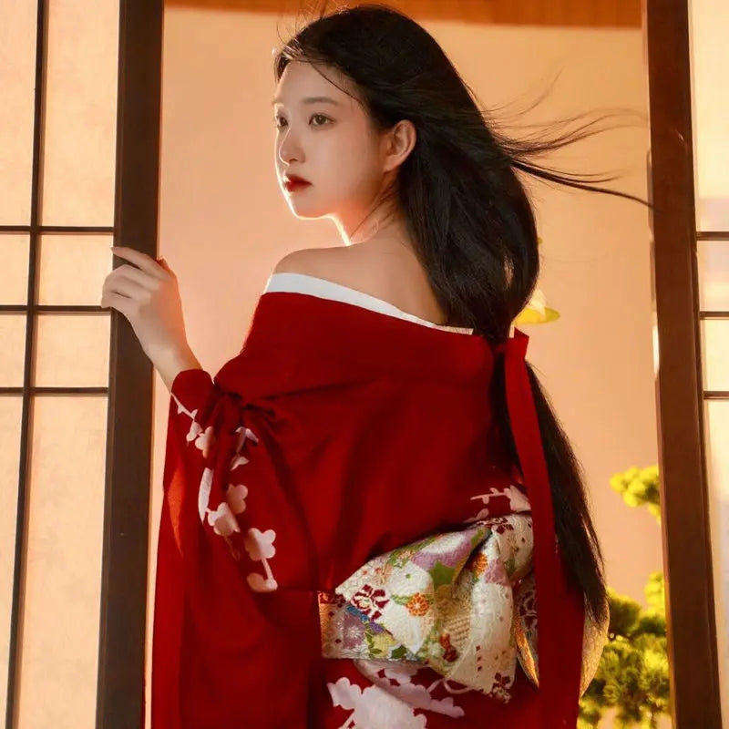 Vestido japonés rojo 'Hanaé'