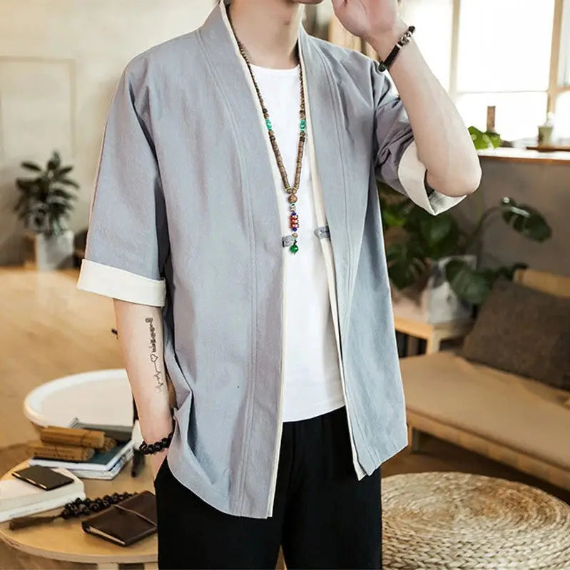 Chaqueta de estilo japonés 'Grey Hideki' para hombre