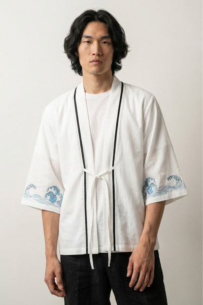 Chaqueta kimono blanca 'Kanagawa'
