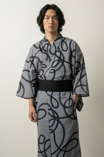 Kimono Japonés Antiguo 'Fudegaki' Caligrafía