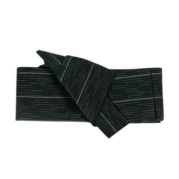 Cinturón obi de hombre Hikoma negro de bandas grises geométricas kakuobi Ropa Japonesa