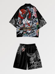 Conjunto de kimono 'Harajuku' vista detalle del estampado un estampado pop urbano de inspiración Harajuku sobre tejido de poliéster