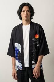 La Gran Ola de Kanagawa Kimono haori japonés llevado mannequin estilo streetwear Ropa Japonesa