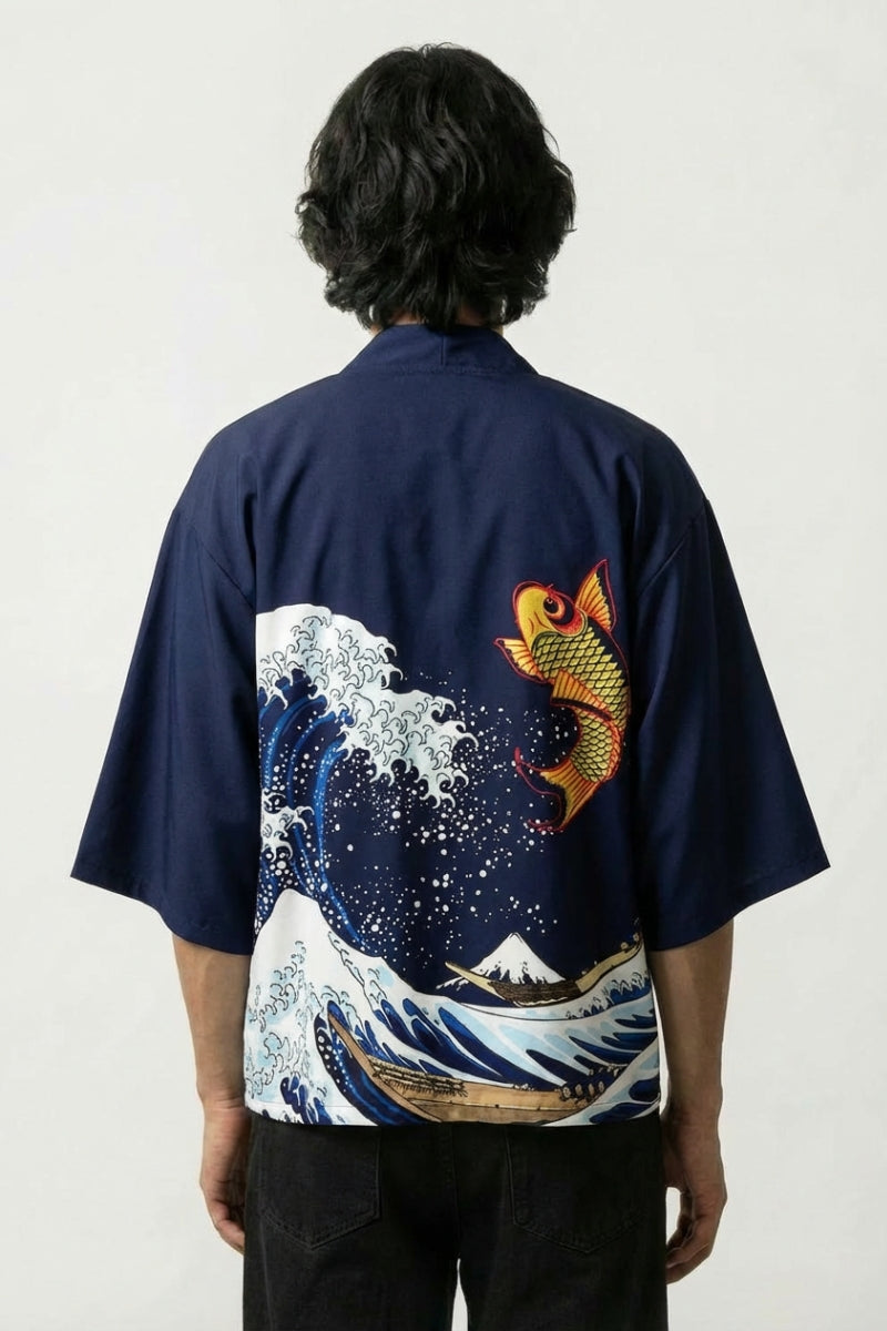 La Gran Ola de Kanagawa Kimono haori japonés llevado mannequin estilo streetwear Ropa Japonesa