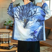 Kimono ligero para hombre con estampado de dragones japoneses