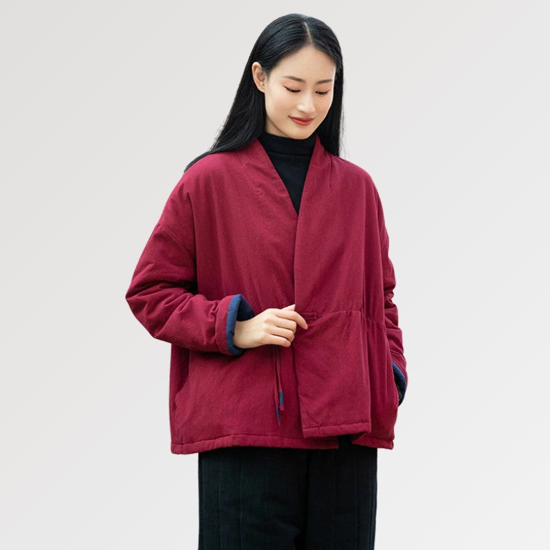 Preciosa chaqueta kimono de algodón y lino para mujer