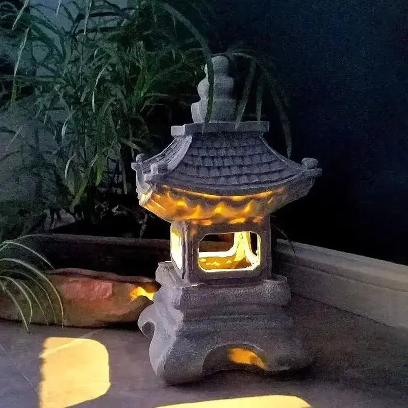 Linterna tradicional japonesa tōrō de piedra esculpida estilo pagoda para jardín Ropa Japonesa