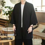 chaqueta larga de kimono negro
