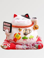 Hucha maneki-neko Blanco Lucky Boulier de suerte pura de porcelana pintada a mano Ropa Japonesa