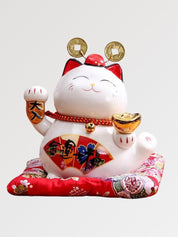 Hucha maneki-neko Gato Hiragana con cartel caligrafiado hiragana de porcelana pintada a mano Ropa Japonesa
