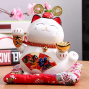 Hucha maneki-neko Gato Hiragana con cartel caligrafiado hiragana de porcelana pintada a mano Ropa Japonesa