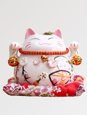 Hucha maneki-neko Campanillas con campanillas suzu multiplicadas de porcelana pintada a mano Ropa Japonesa