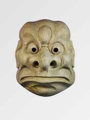Máscara teatral japonesa Okinawa karasu-tengu nō en imitación madera con pico de cuervo Ropa Japonesa