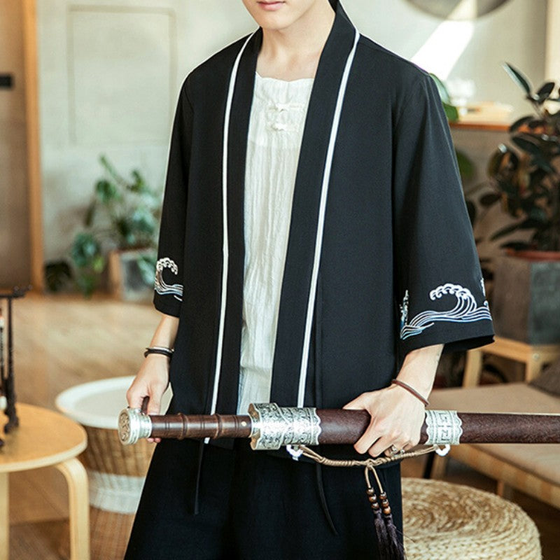 Kimono para caballero estampado 'Kanagawa'