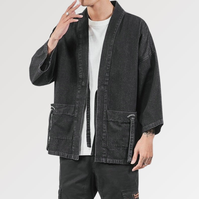 La chaqueta kimono streetwear para hombre con cierre de cordones