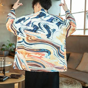 Chaqueta kimono para hombre de estilo moderno y colorido estampado abstracto