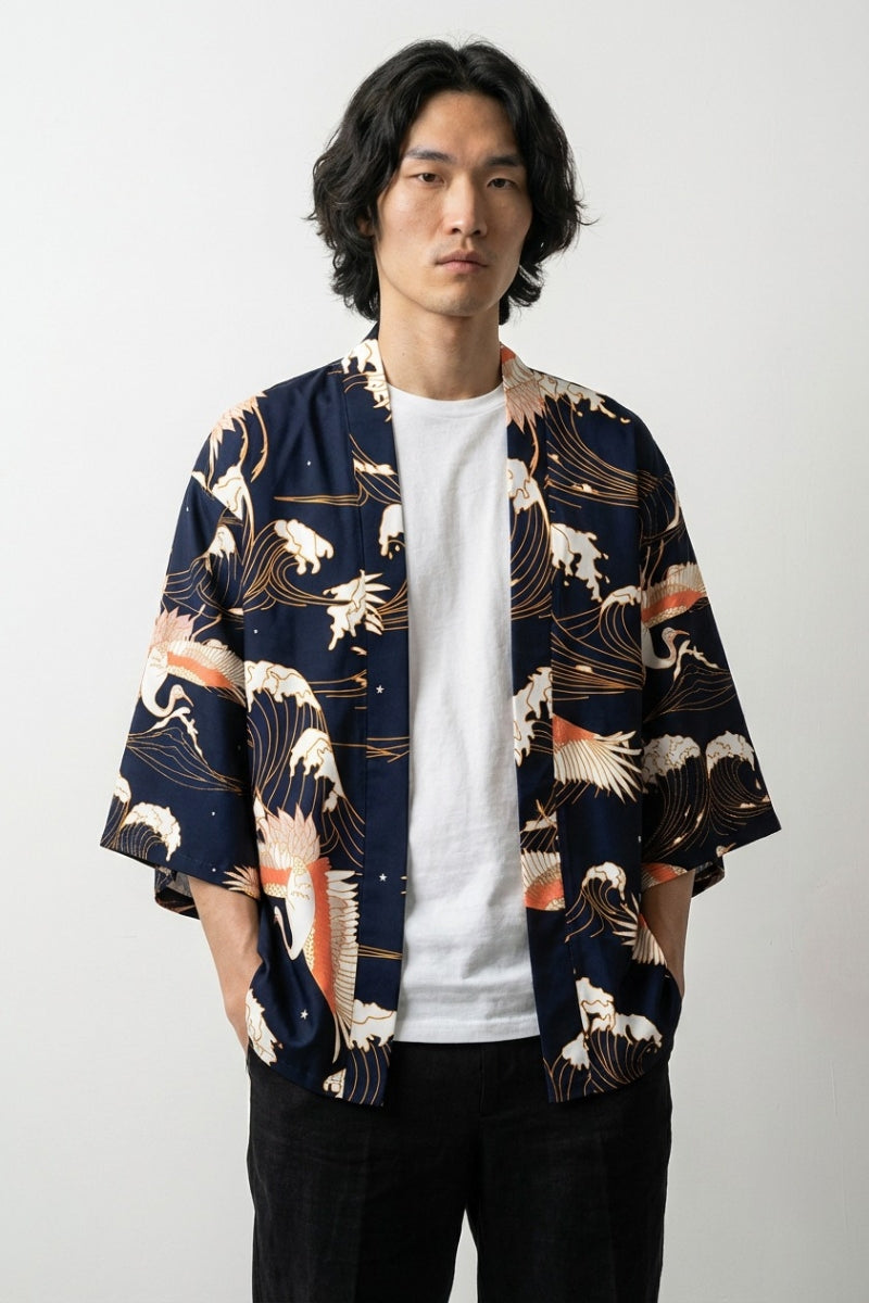 Haori moderno Yokohama haori japonés llevado mannequin estilo streetwear Ropa Japonesa