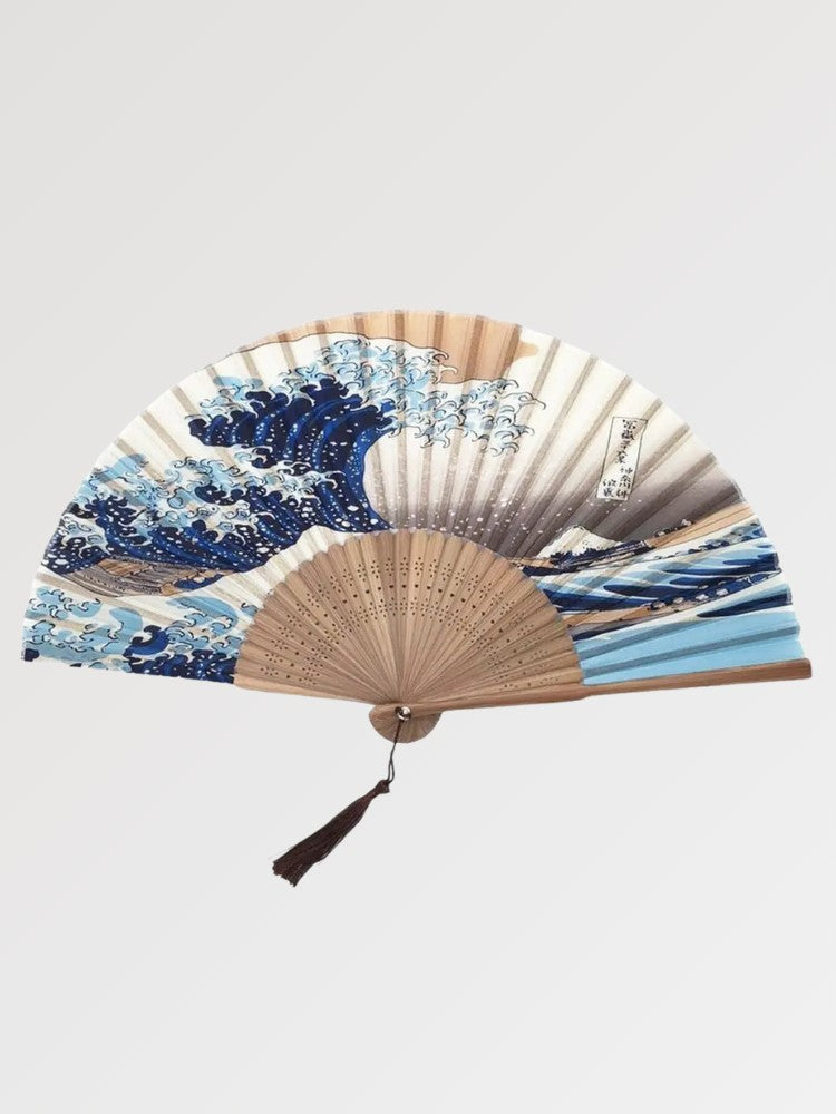 Abanico japonés sensu plegable con la Gran Ola de Kanagawa de Hokusai Ropa Japonesa