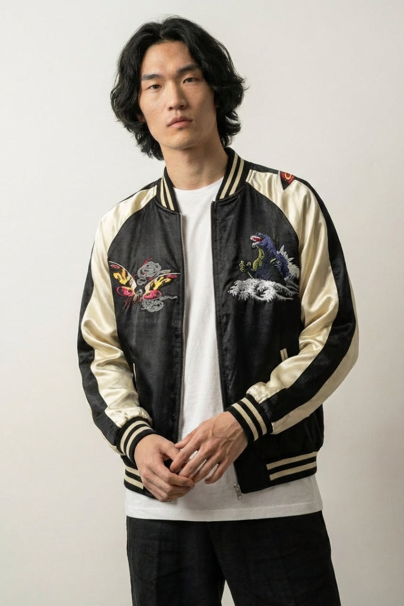 Chaqueta Bomber Sukajan original Yamata vista trasera bordado poliéster cazadora souvenir sukajan streetwear japonés Ropa Japonesa