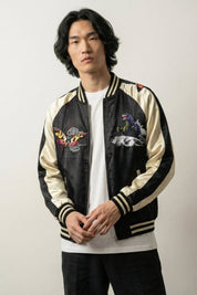 Chaqueta Bomber Sukajan original Yamata vista trasera bordado poliéster cazadora souvenir sukajan streetwear japonés Ropa Japonesa