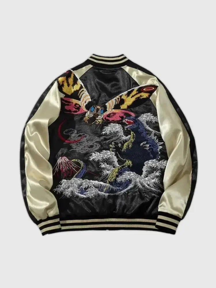 Chaqueta Bomber Sukajan original Yamata vista trasera bordado poliéster cazadora souvenir sukajan streetwear japonés Ropa Japonesa