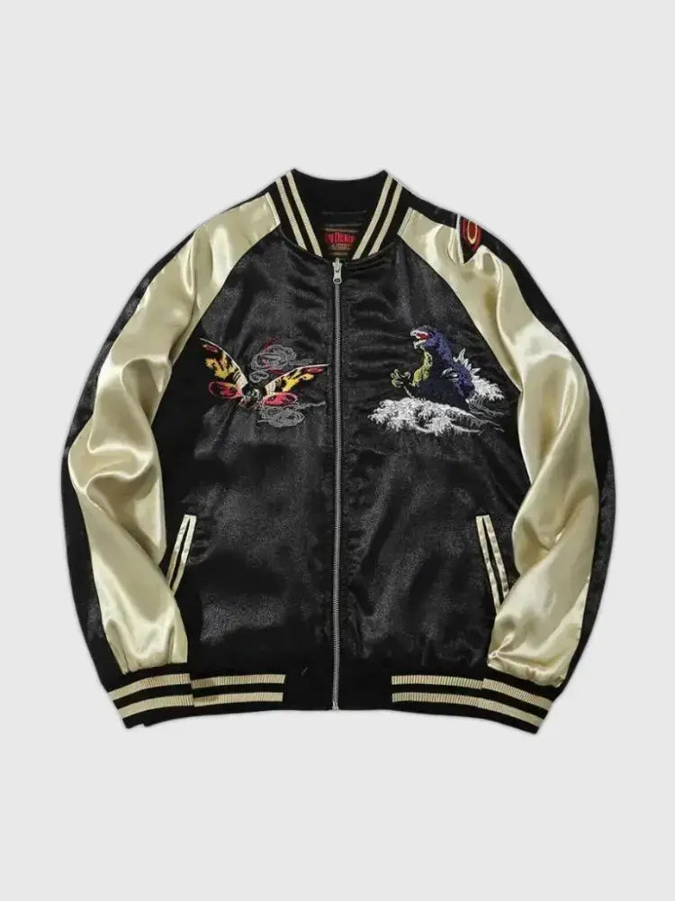 Chaqueta Bomber Sukajan original Yamata vista trasera bordado poliéster cazadora souvenir sukajan streetwear japonés Ropa Japonesa