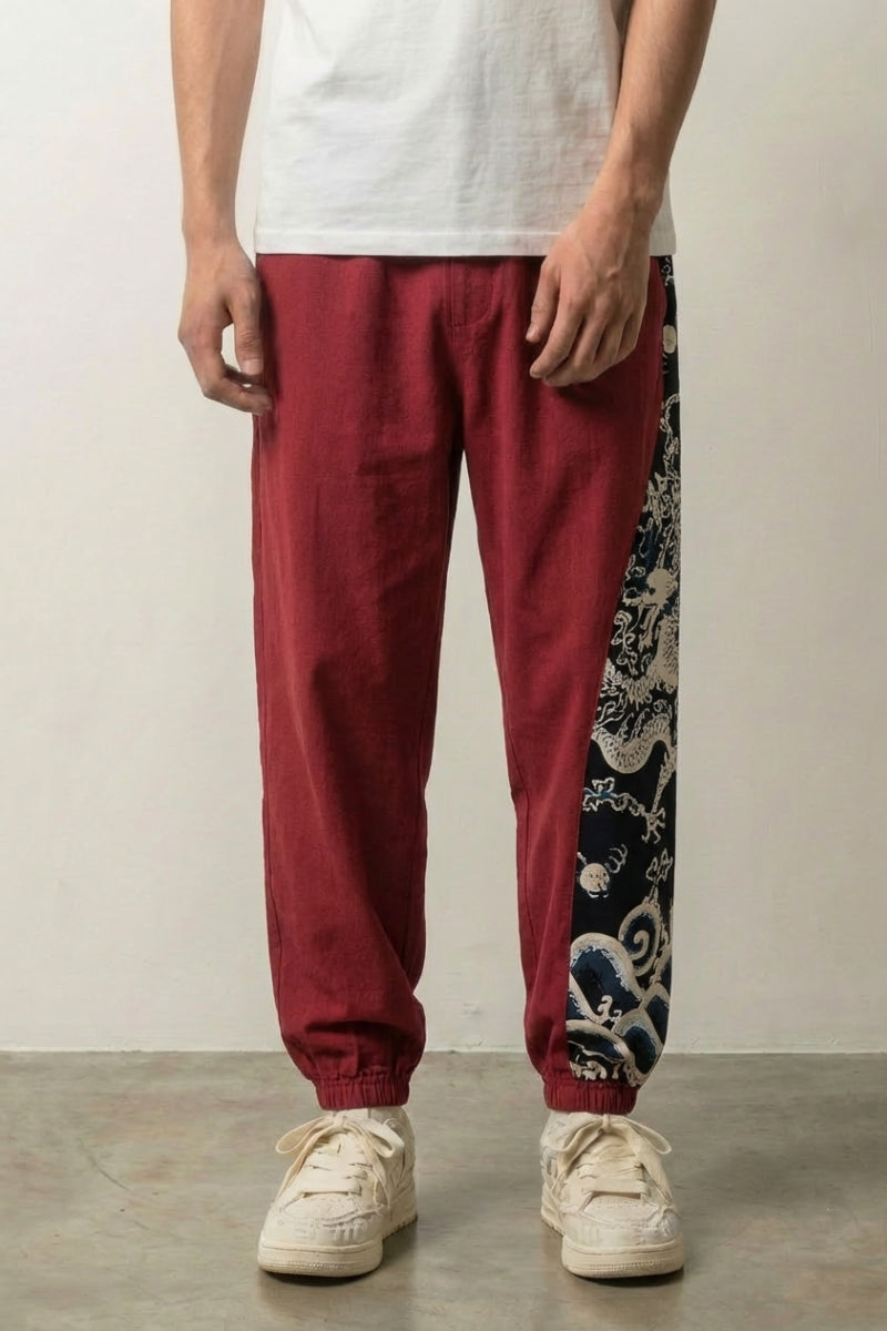 Pantalón Amplio Japonés 'Akira' Burdeos pantalón japonés streetwear Ropa Japonesa