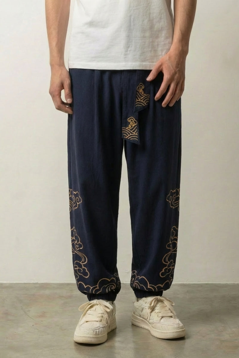 Pantalón Ancho Japonés 'Kumo' Marino pantalón japonés streetwear Ropa Japonesa