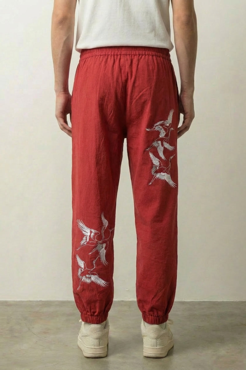 Pantalón Casual Japonés 'Aoi' Rojo pantalón japonés streetwear Ropa Japonesa