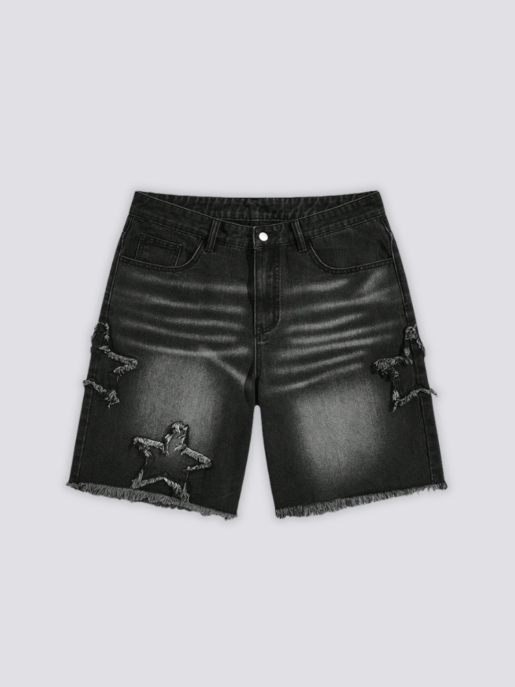 Pantalones cortos vaqueros con estampado de estrellas pantalón corto vaquero streetwear japonés Ropa Japonesa