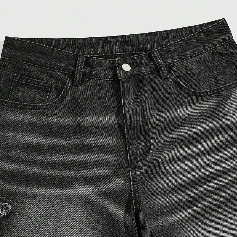 Pantalones cortos vaqueros con estampado de estrellas pantalón corto vaquero streetwear japonés Ropa Japonesa