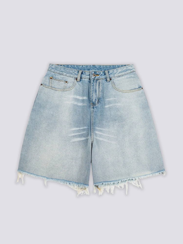Pantalón corto vaquero lavado claro pantalón corto vaquero streetwear japonés Ropa Japonesa