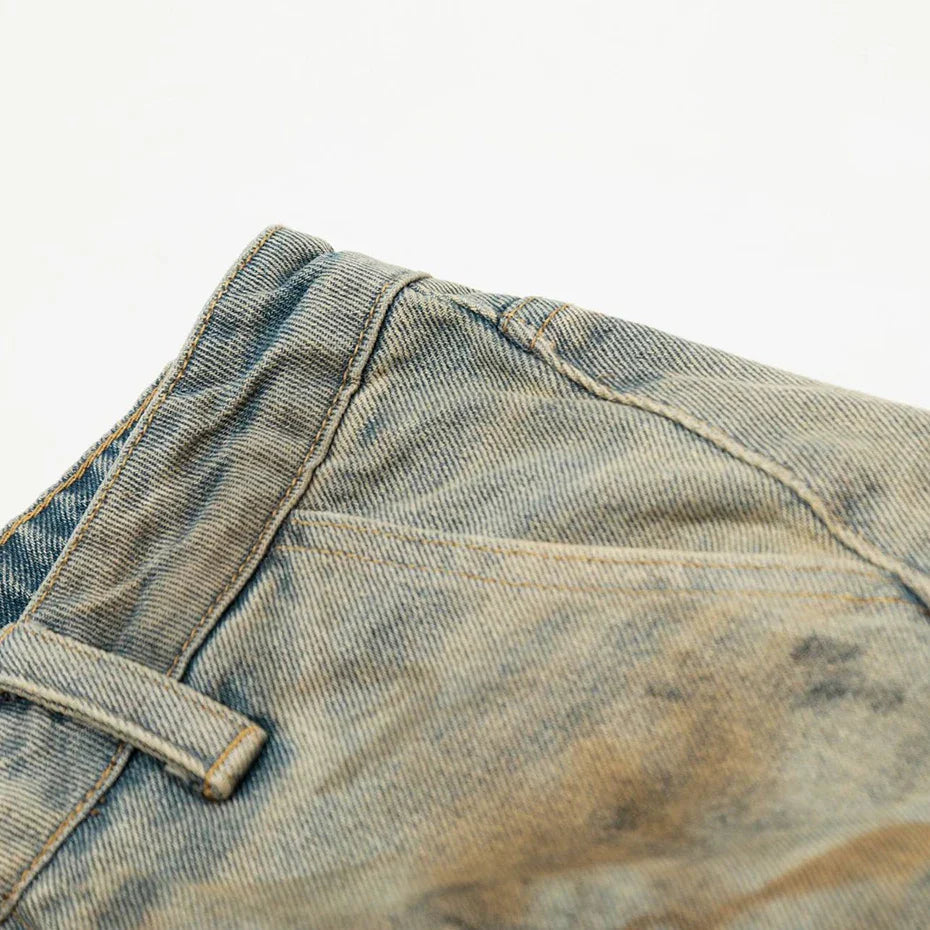 Pantalones cortos vaqueros Acid Wash pantalón corto vaquero streetwear japonés Ropa Japonesa