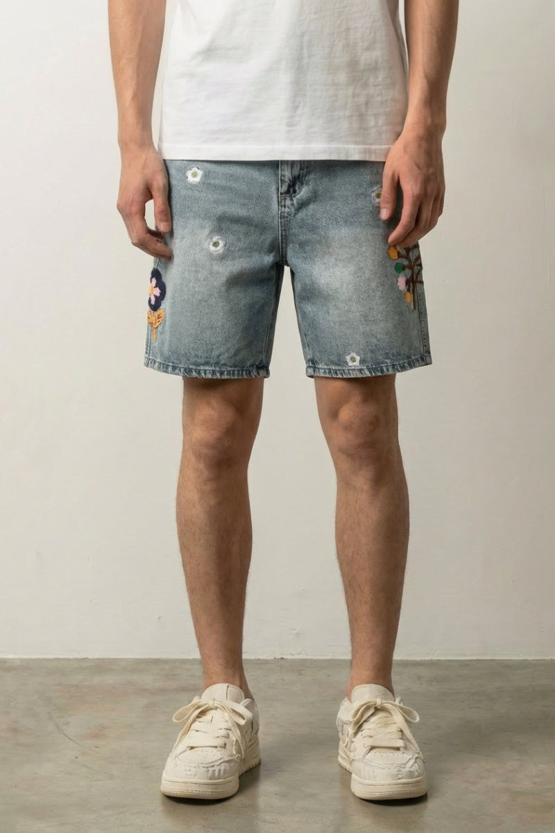 Pantalones cortos vaqueros bordados pantalón corto vaquero streetwear japonés Ropa Japonesa